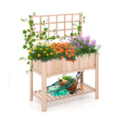 Raised Garden Bed Elevated Wooden Planter Box with Trellis-Raised Garden Beds-DECOROLALA