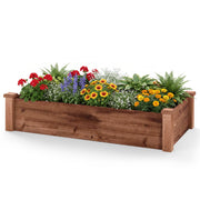Raised Garden Bed Fir Wood Wooden Square Wood Planter Box-Brown-Raised Garden Beds-DECOROLALA