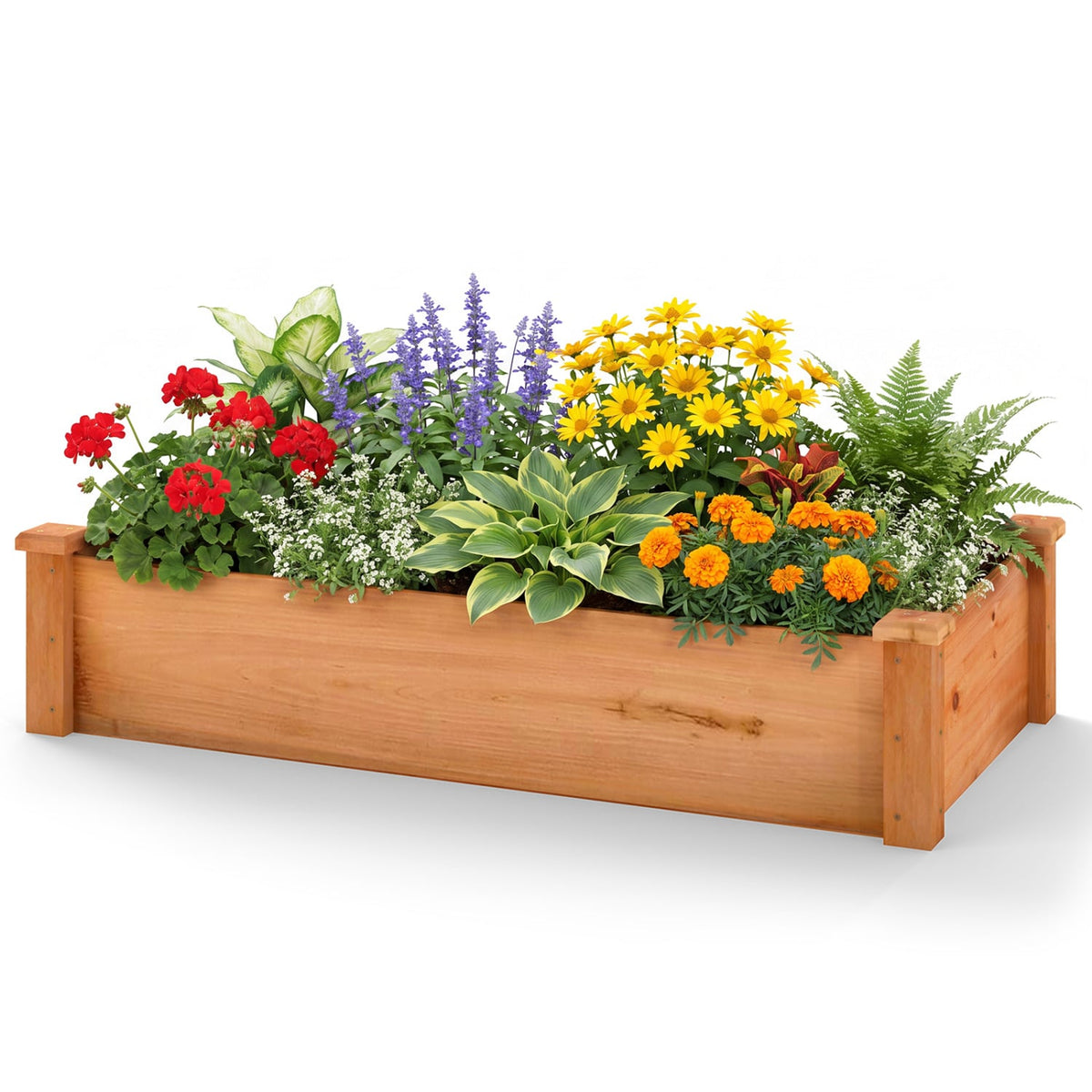 Raised Garden Bed Fir Wood Wooden Square Wood Planter Box-Orange-Raised Garden Beds-DECOROLALA