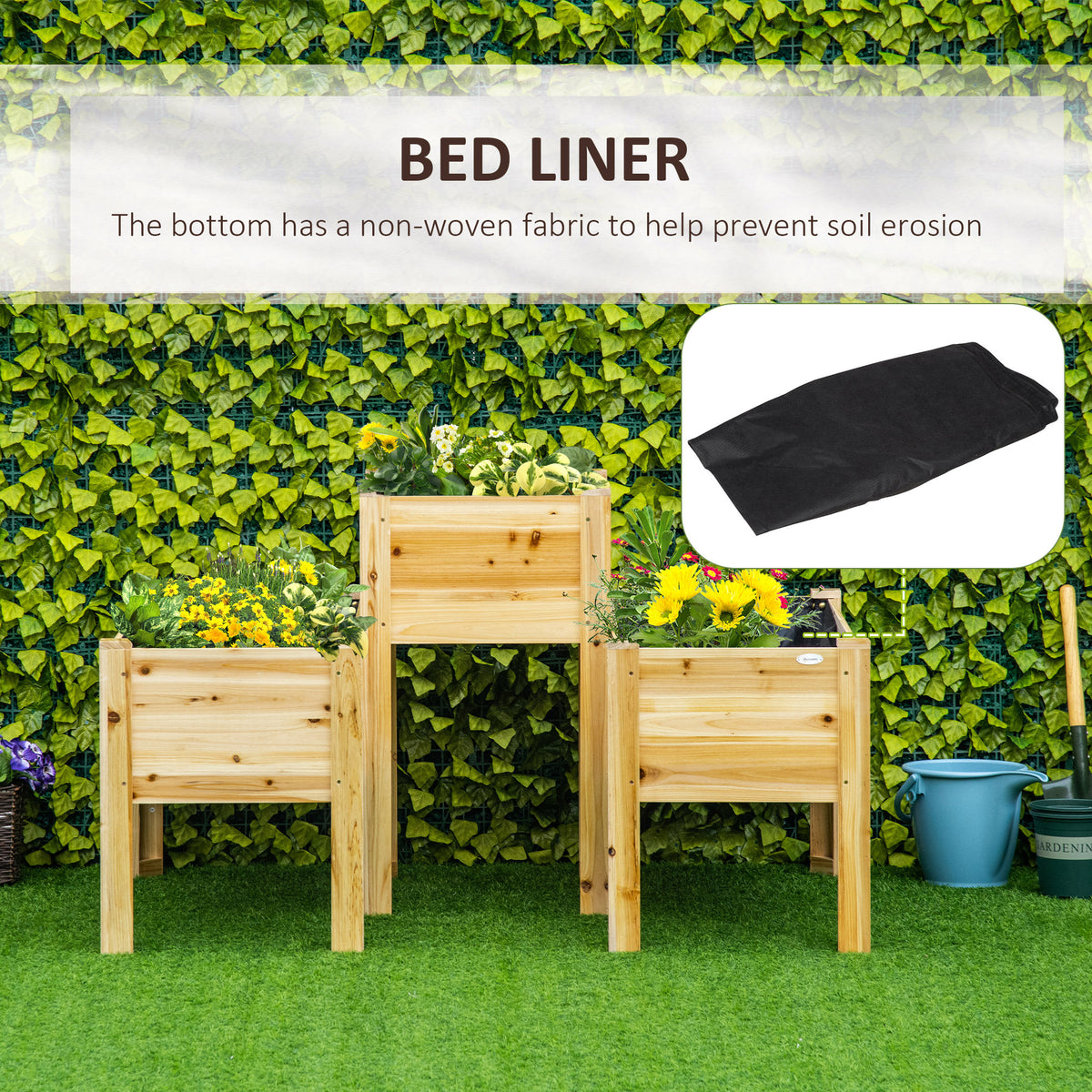 Raised Garden Bed Set of 3, Wood Planter Box, Outdoor Freestanding Garden Boxes for Fruit Vegetable Flower Herb-Raised Garden Beds-DECOROLALA