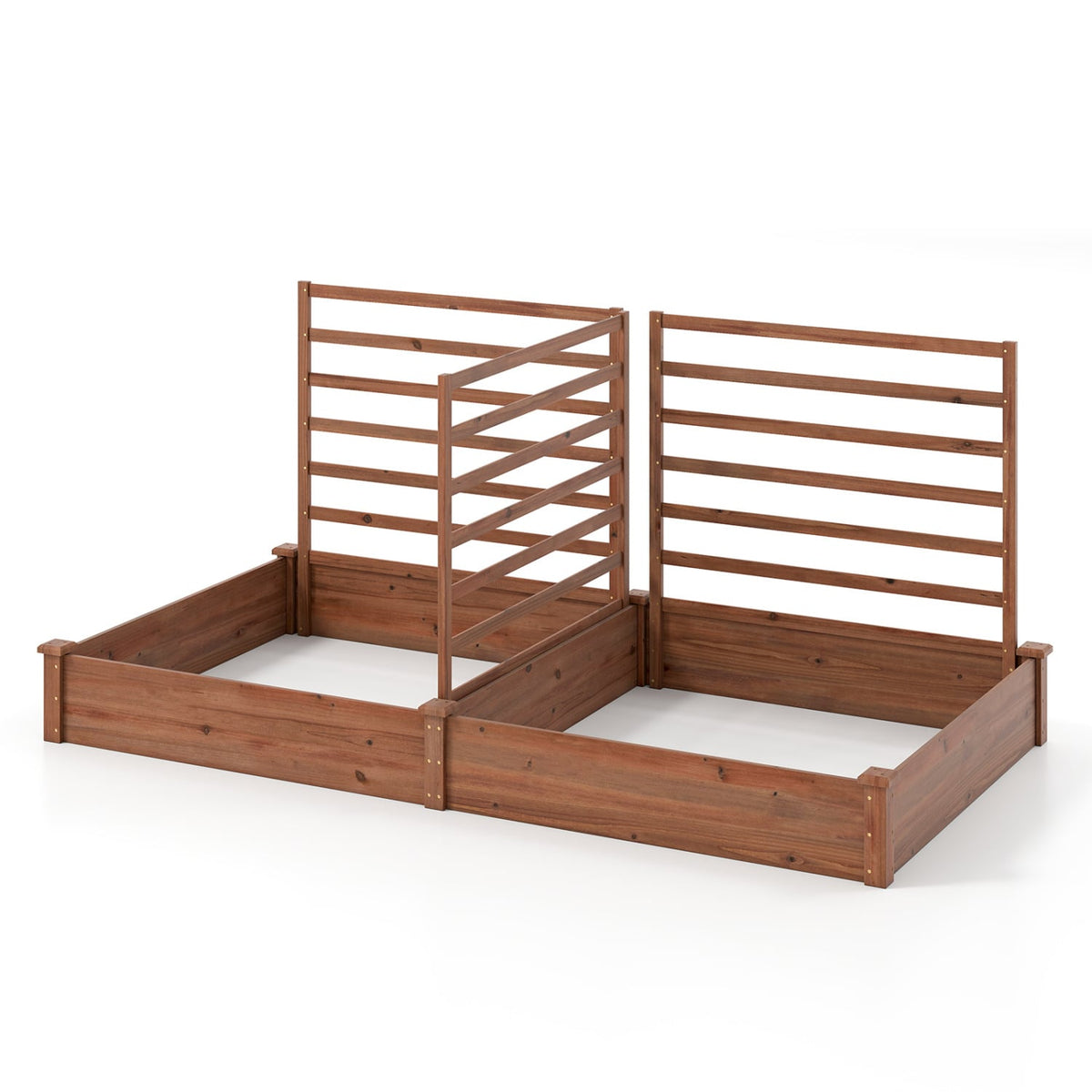 Raised Garden Bed with 2 Planter Boxes and 3 Trellis-Brown-Raised Garden Beds-DECOROLALA
