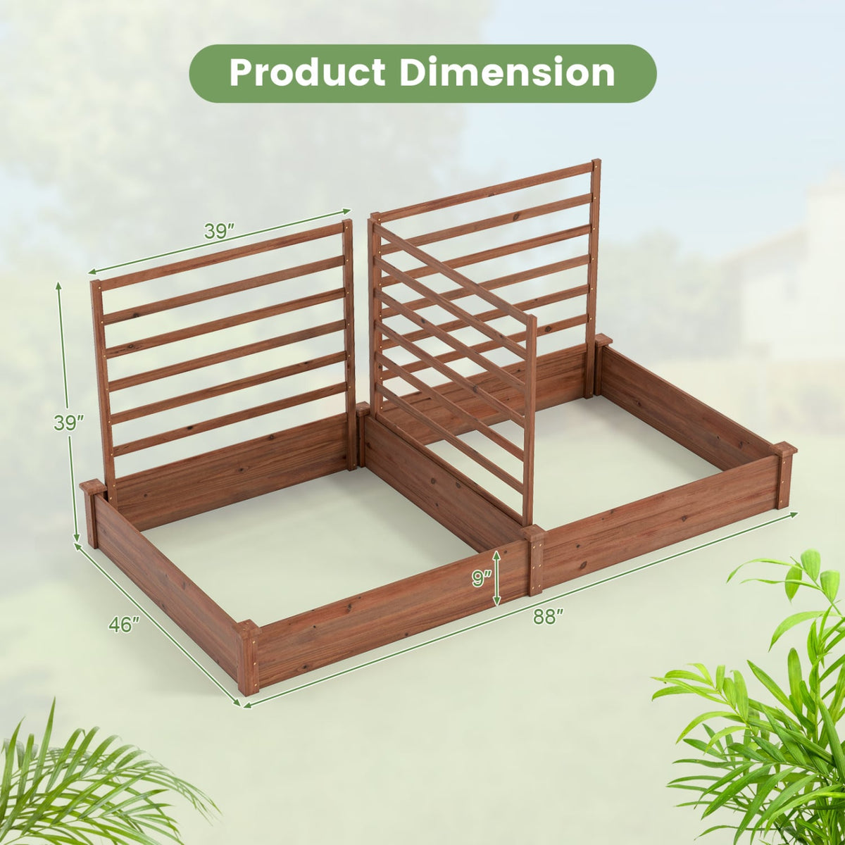 Raised Garden Bed with 2 Planter Boxes and 3 Trellis-Brown-Raised Garden Beds-DECOROLALA