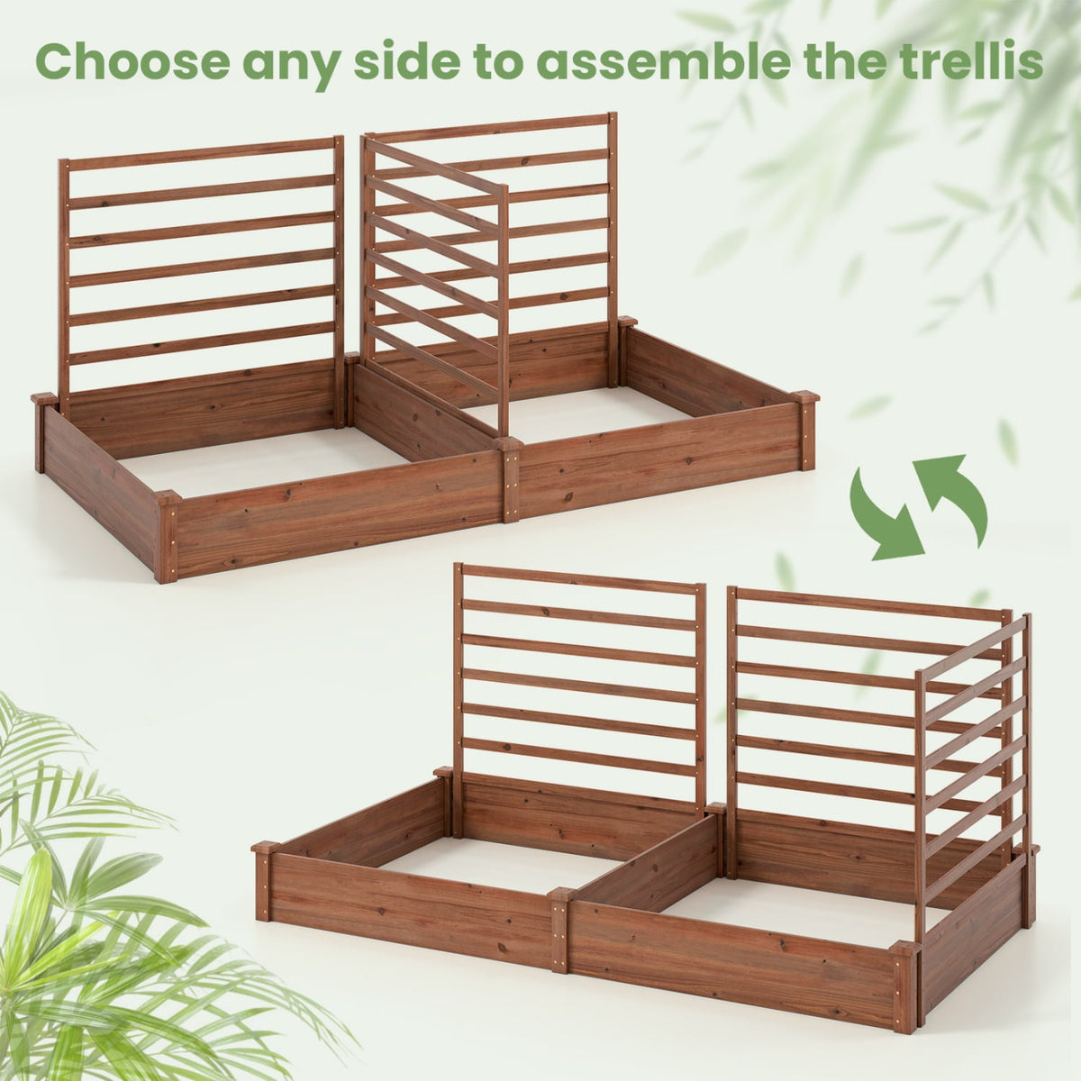 Raised Garden Bed with 2 Planter Boxes and 3 Trellis-Brown-Raised Garden Beds-DECOROLALA