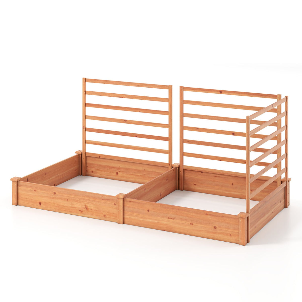 Raised Garden Bed with 2 Planter Boxes and 3 Trellis-Oak-Raised Garden Beds-DECOROLALA
