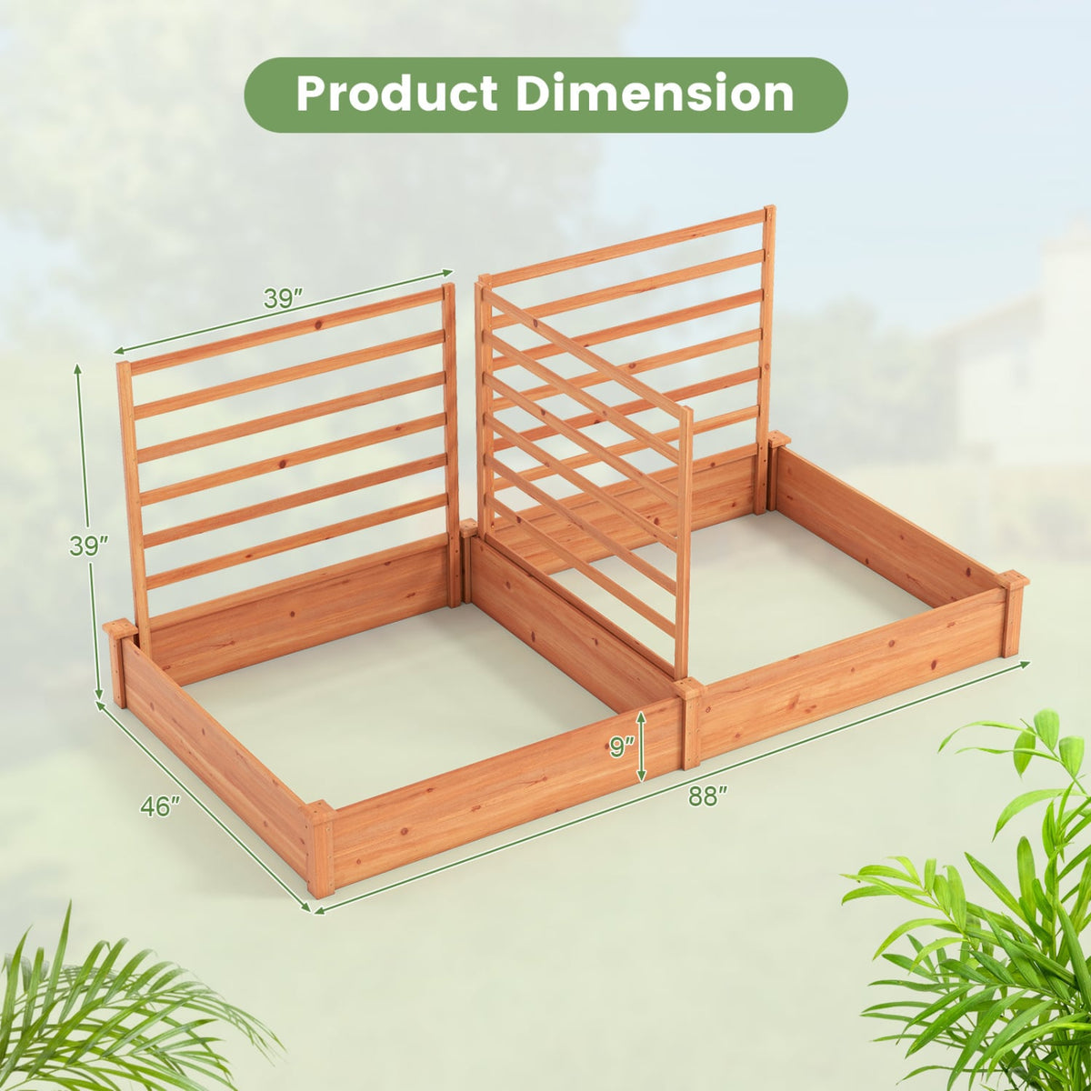 Raised Garden Bed with 2 Planter Boxes and 3 Trellis-Oak-Raised Garden Beds-DECOROLALA