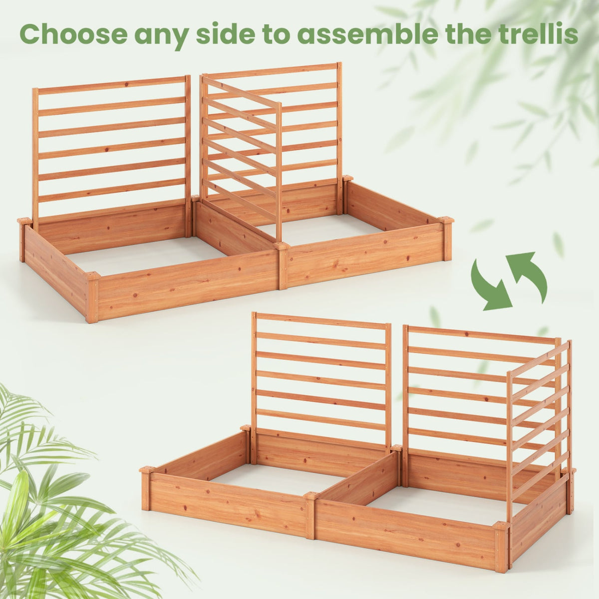 Raised Garden Bed with 2 Planter Boxes and 3 Trellis-Oak-Raised Garden Beds-DECOROLALA