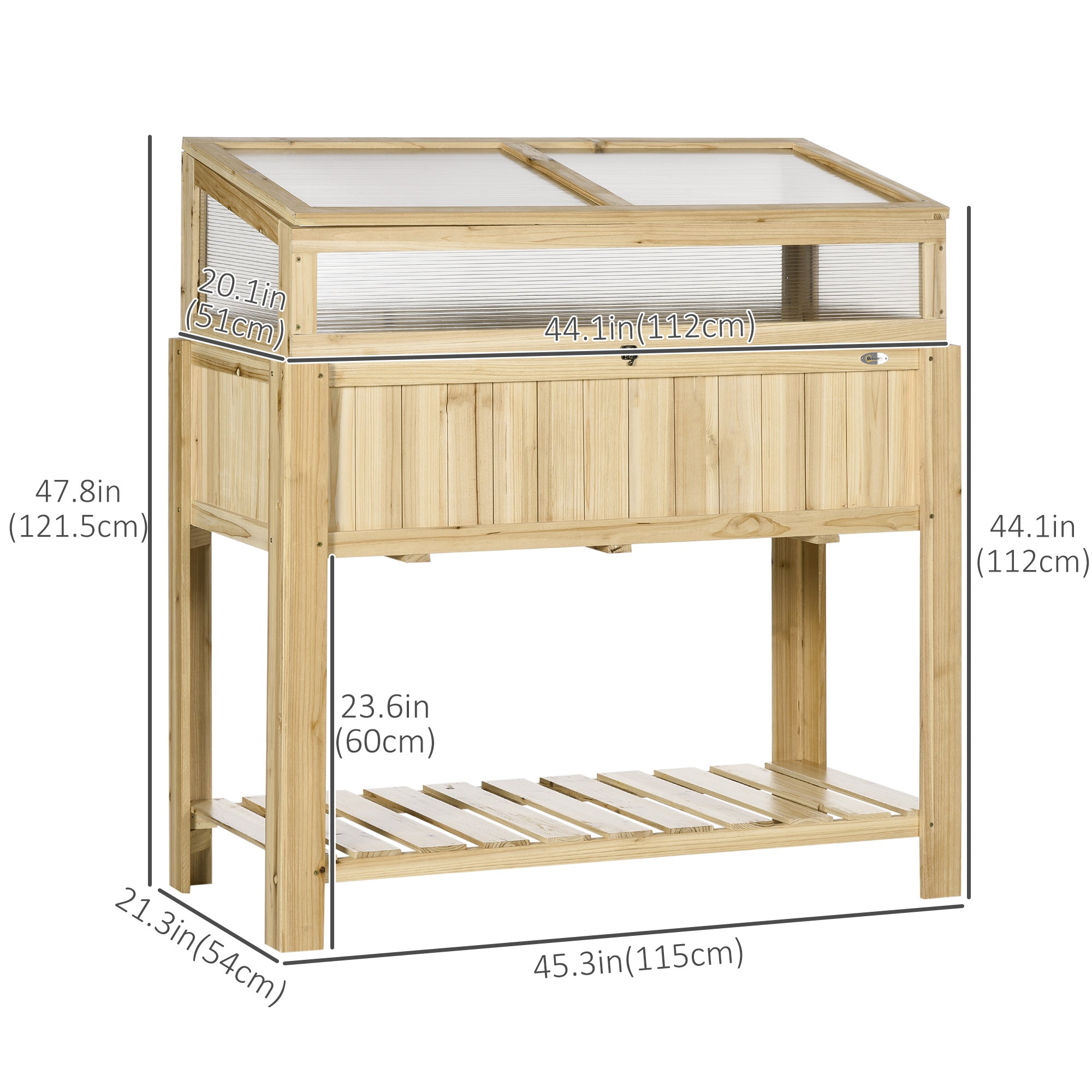 Raised Garden Bed with Cold Frame Greenhouse - Natural Wood-DECOROLALA