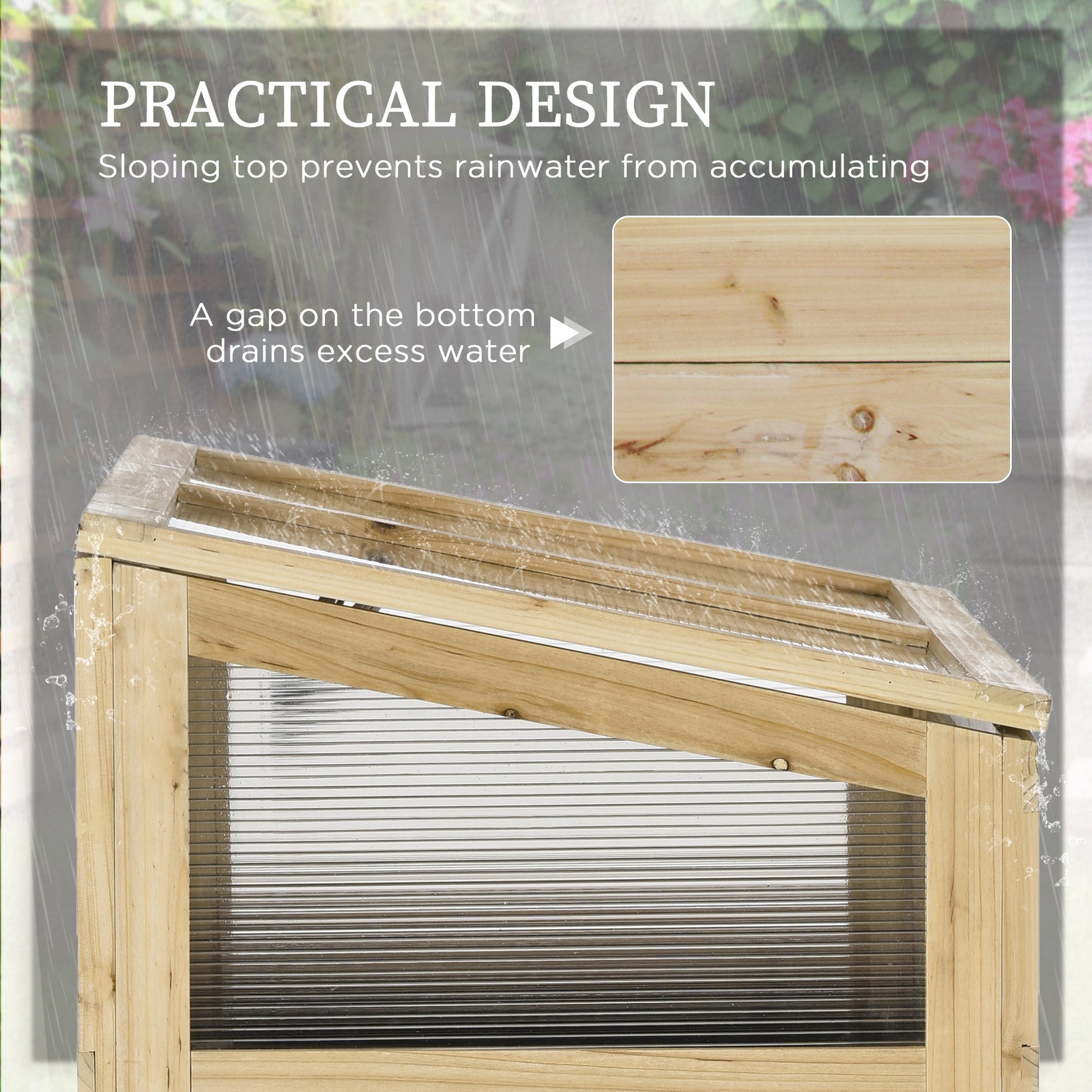 Raised Garden Bed with Cold Frame Greenhouse - Natural Wood-DECOROLALA