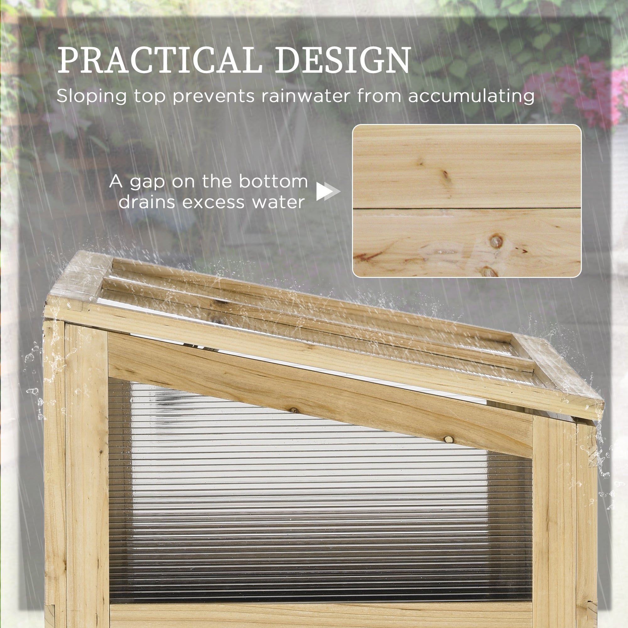 Raised Garden Bed with Cold Frame Greenhouse - Natural Wood-DECOROLALA