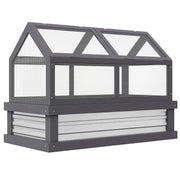 Raised Garden Bed with Greenhouse - Grey Wood 48" x 24"-DECOROLALA