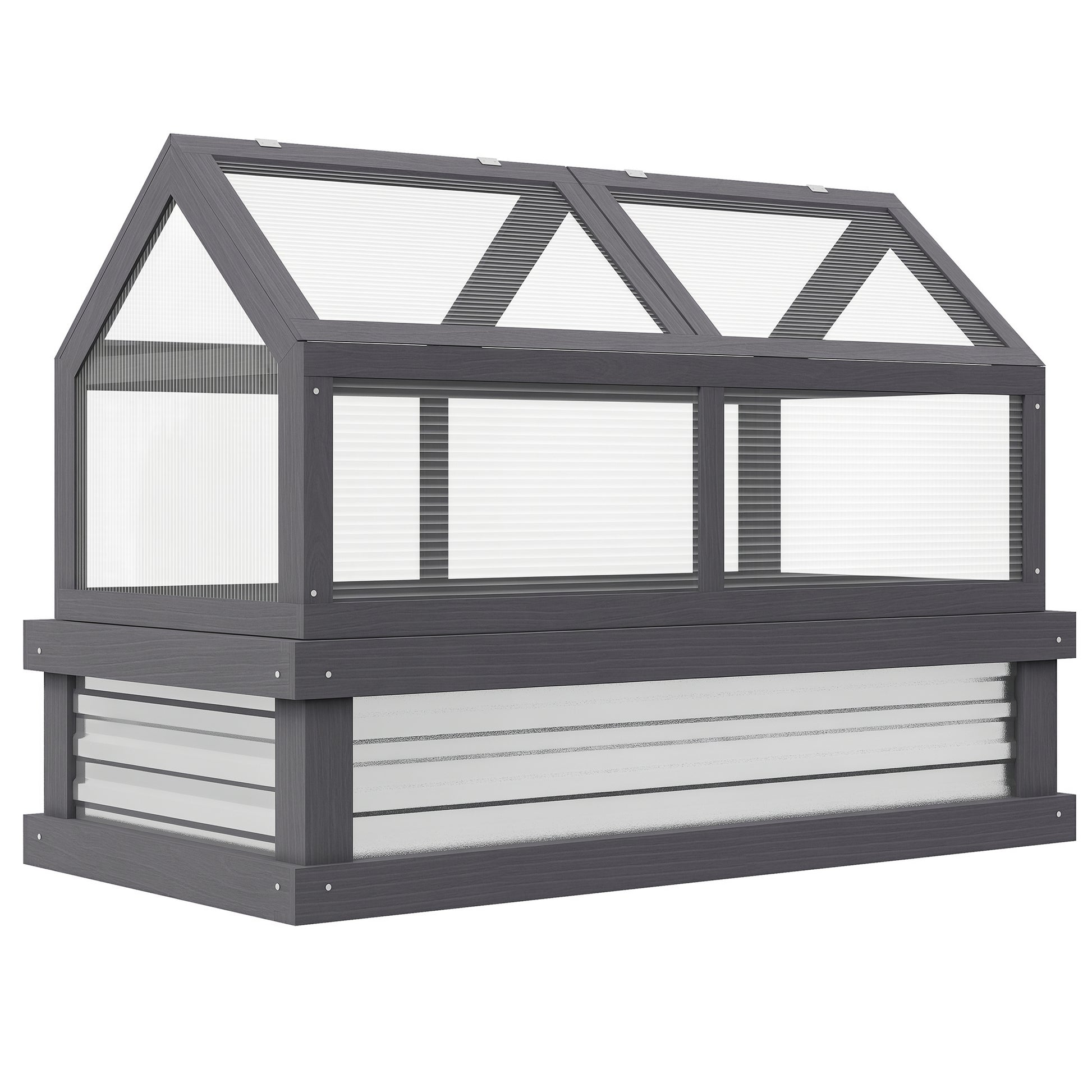 Raised Garden Bed with Greenhouse - Grey Wood 48" x 24"-DECOROLALA
