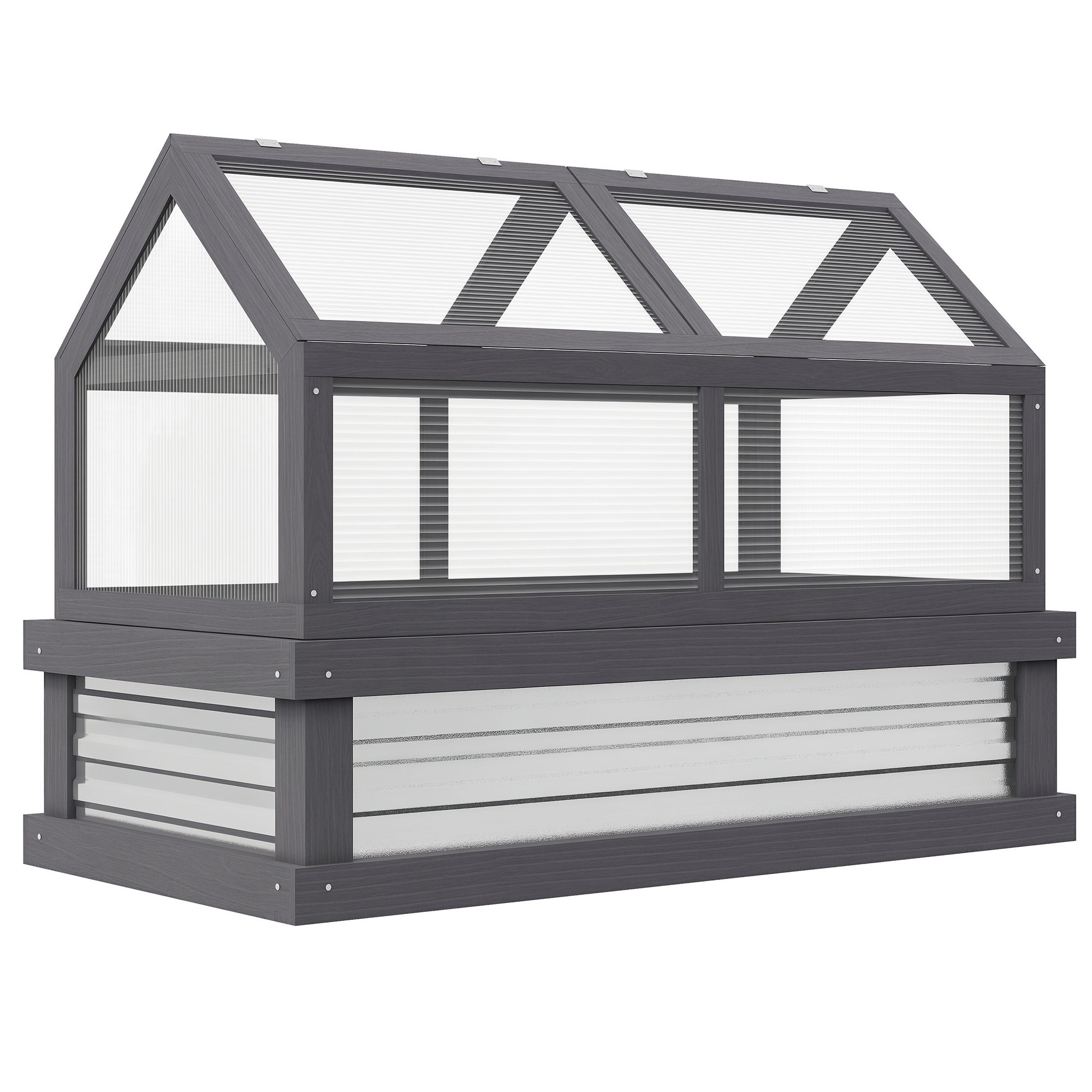 Raised Garden Bed with Greenhouse - Grey Wood 48" x 24"-DECOROLALA