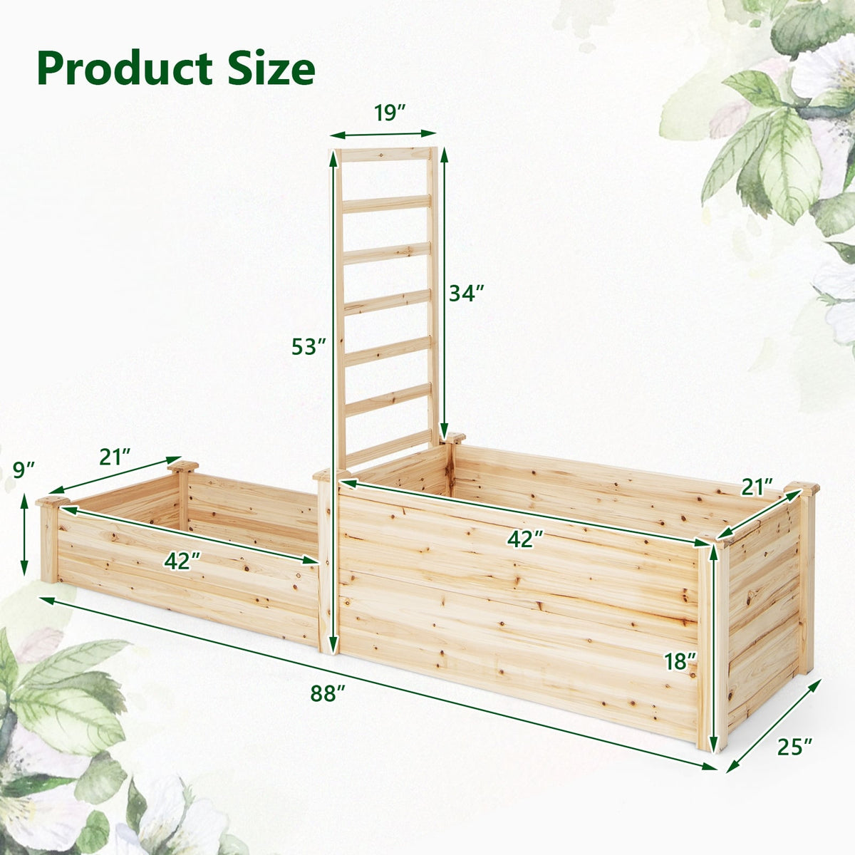 Raised Garden Bed with Trellis-Natural-Raised Garden Beds-DECOROLALA