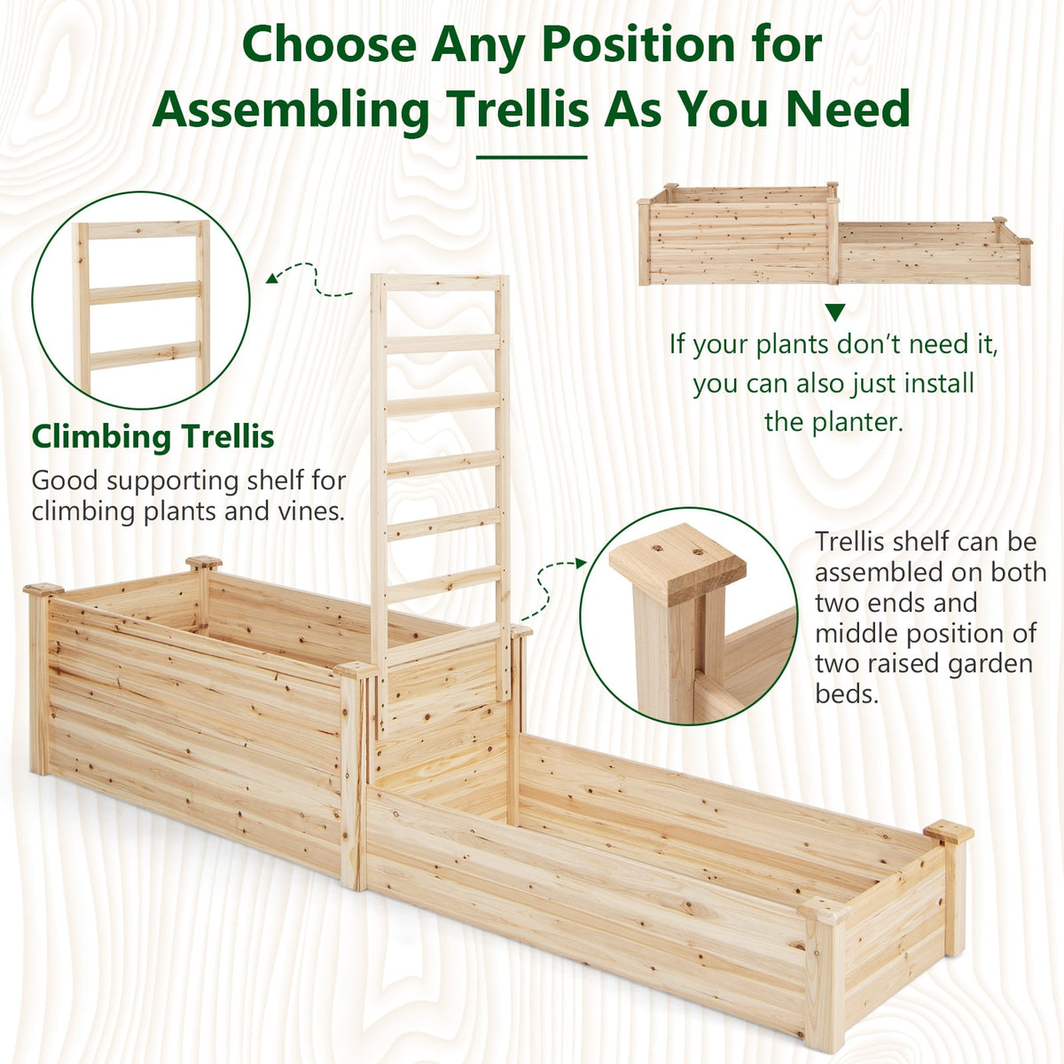 Raised Garden Bed with Trellis-Natural-Raised Garden Beds-DECOROLALA