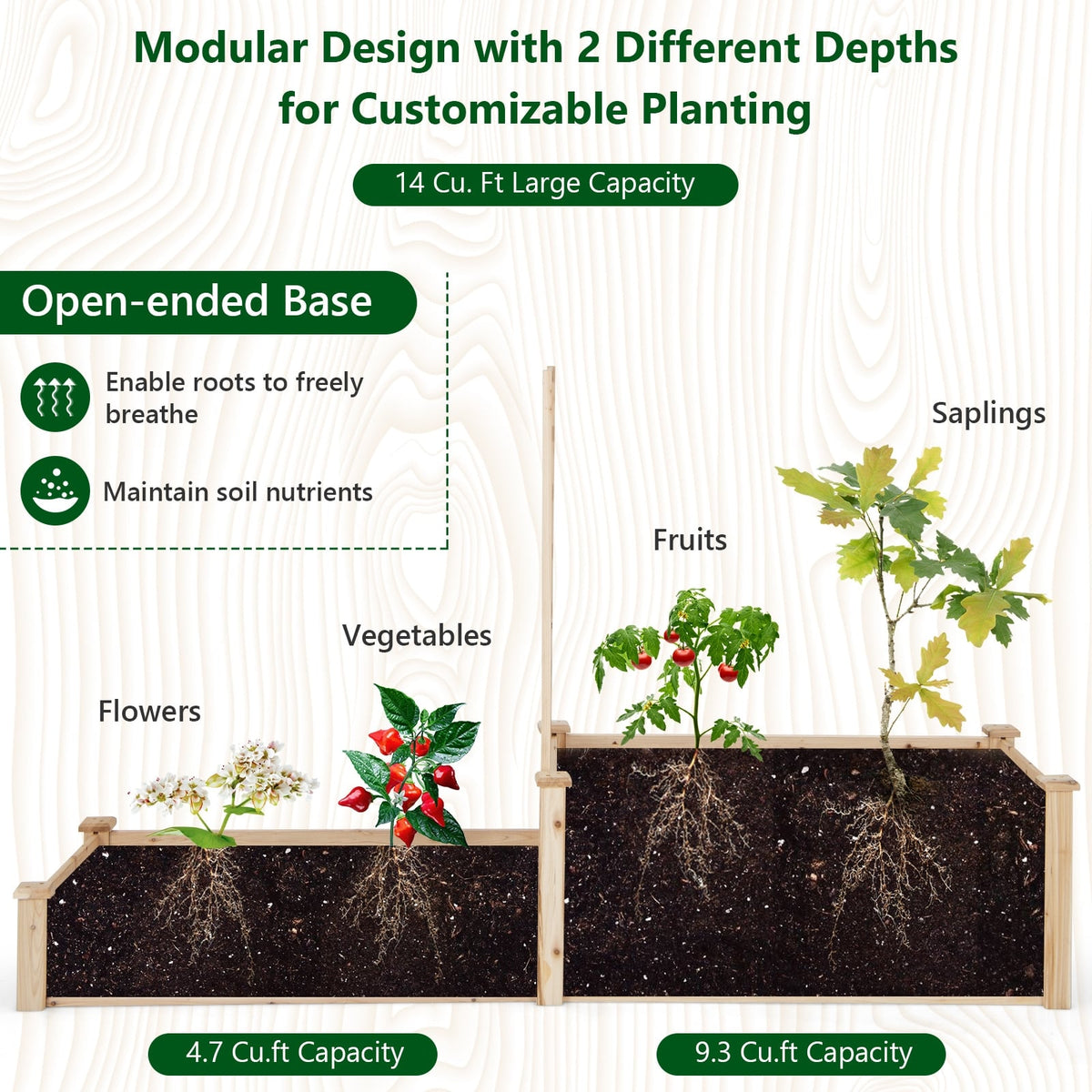 Raised Garden Bed with Trellis-Natural-Raised Garden Beds-DECOROLALA