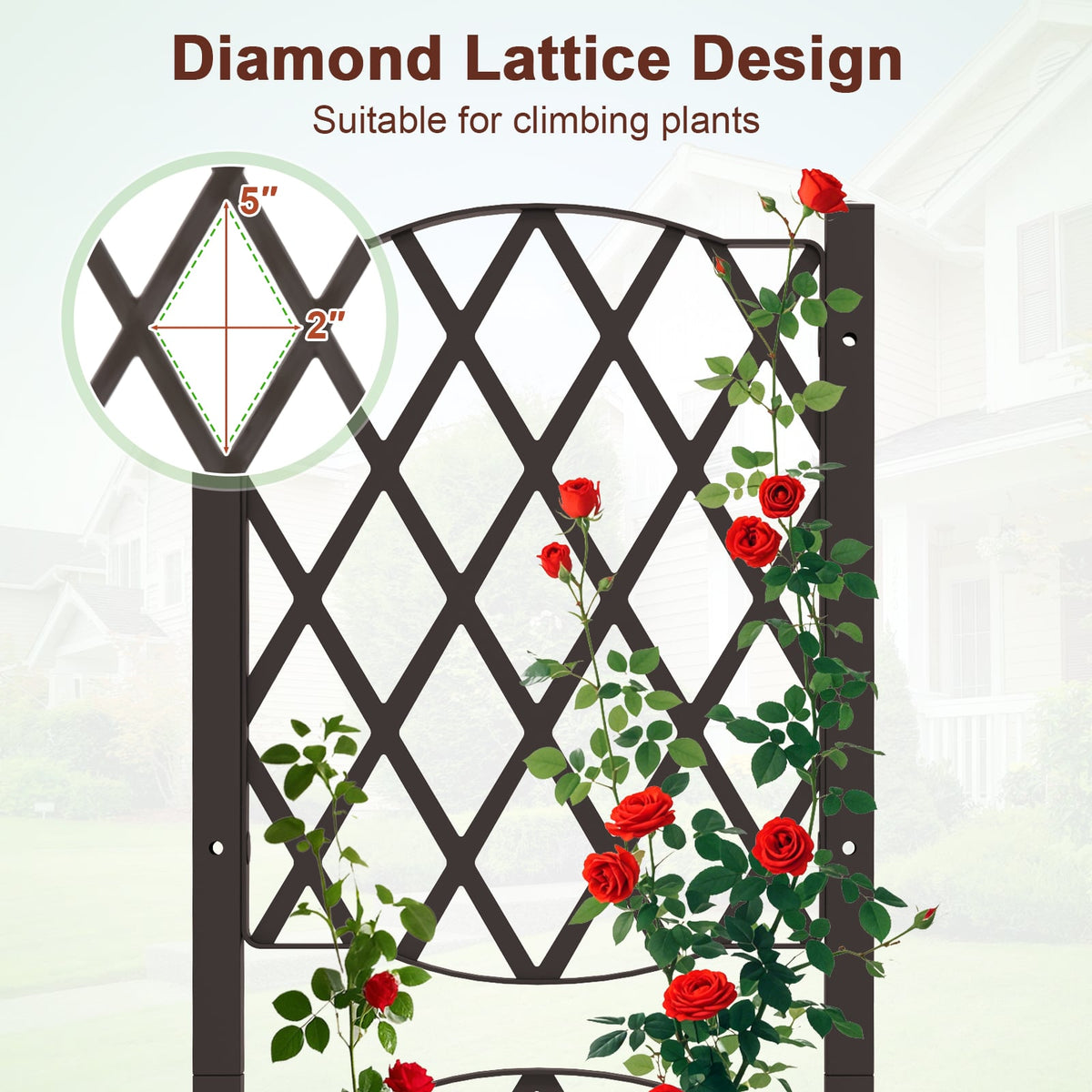 Raised Garden Bed with Trellis Planter Box for Climbing Plants-Coffee-Raised Garden Beds-DECOROLALA