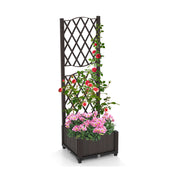 Raised Garden Bed with Trellis Planter Box for Climbing Plants-Coffee-Raised Garden Beds-DECOROLALA