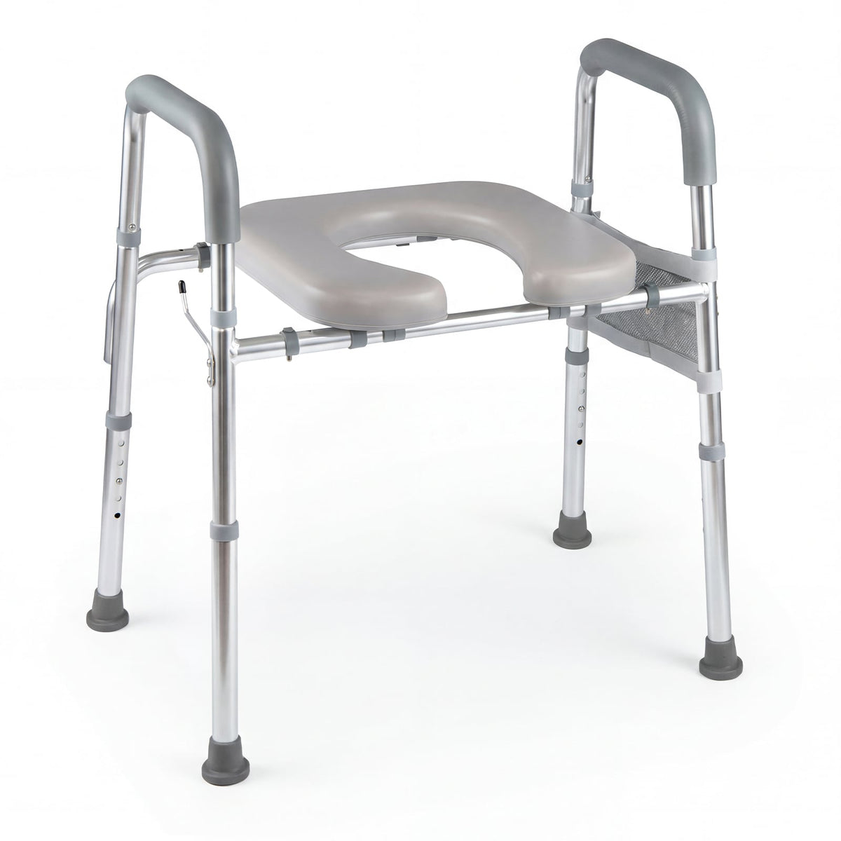 Raised Toilet Seat with Handles and Padded Arms for Seniors-Silver-Bath Safety Products-DECOROLALA