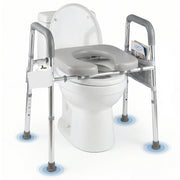 Raised Toilet Seat with Handles and Padded Arms for Seniors-Silver-Bath Safety Products-DECOROLALA