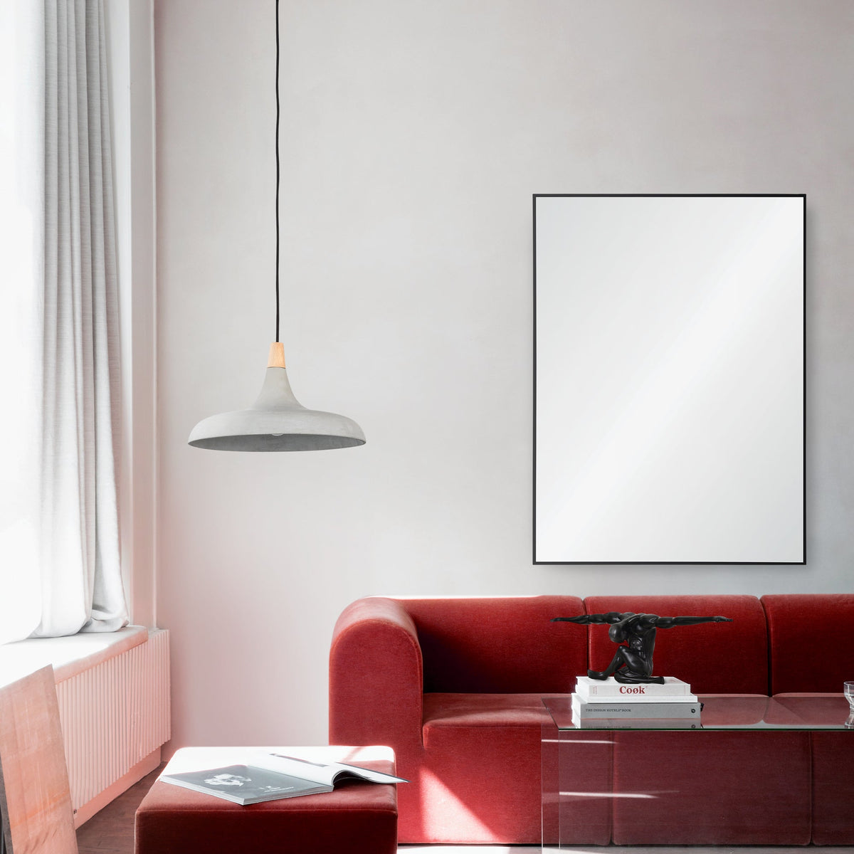 Raizel 40" Tall Rectangle Wall Mirror, Black-Mirrors-DECOROLALA