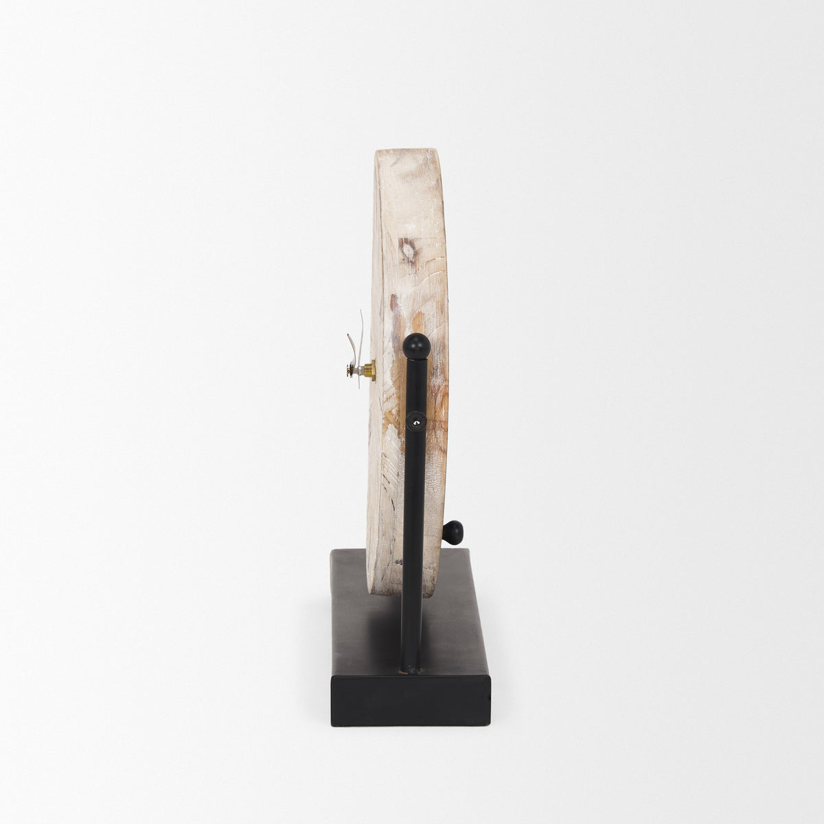 Raja Matte Black Metal w/ Wood Table Clock-Table Clocks-DECOROLALA