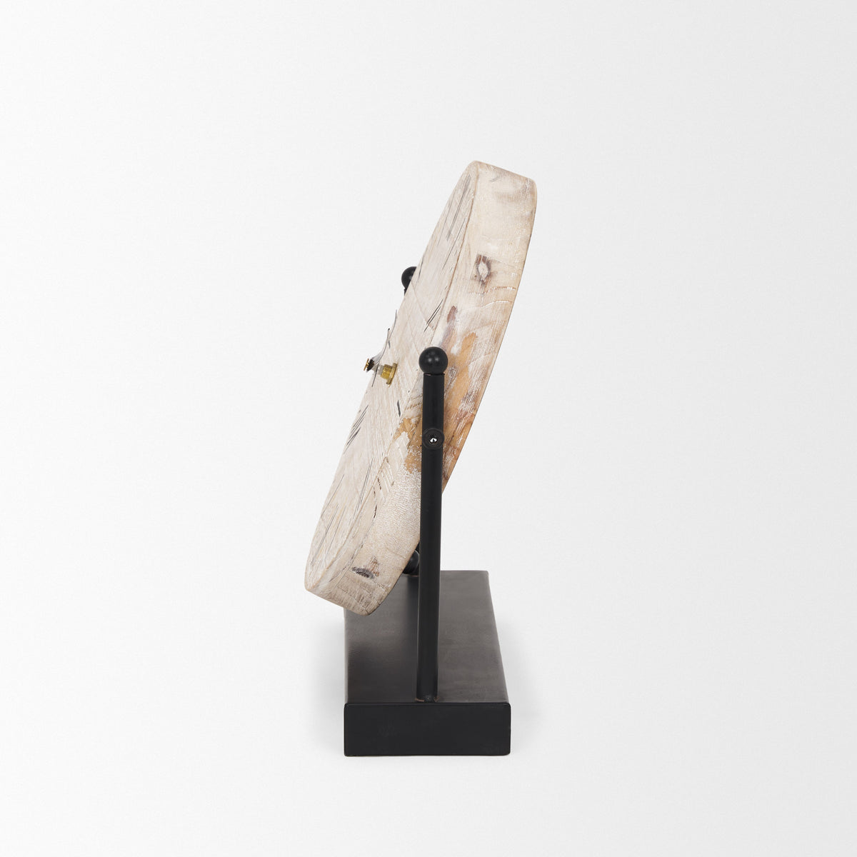 Raja Matte Black Metal w/ Wood Table Clock-Table Clocks-DECOROLALA