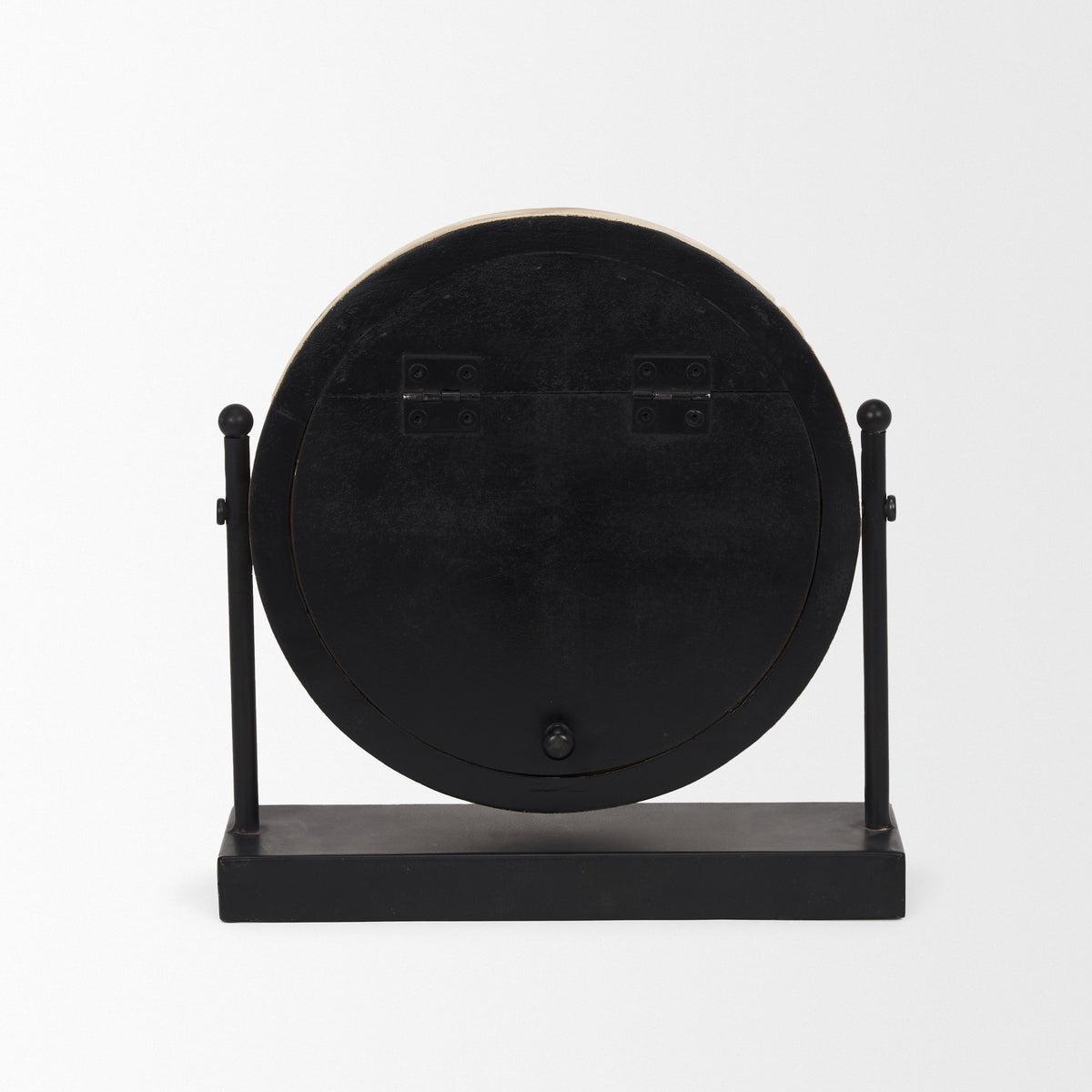 Raja Matte Black Metal w/ Wood Table Clock-Table Clocks-DECOROLALA