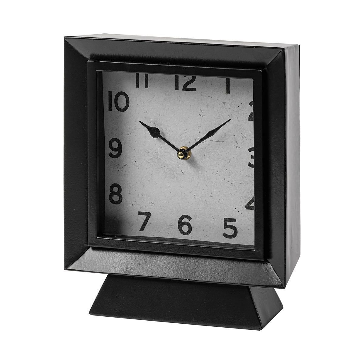 Ralph I Black Metal Square Table Clock-Table Clocks-DECOROLALA
