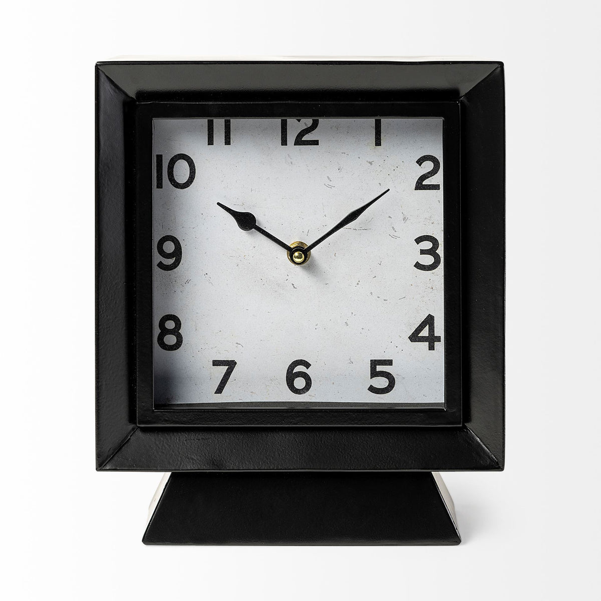 Ralph I Black Metal Square Table Clock-Table Clocks-DECOROLALA