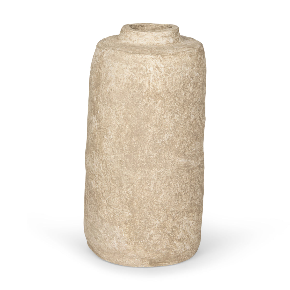 Rama Small Beige Paper Mache Floor Vase-Vase-DECOROLALA