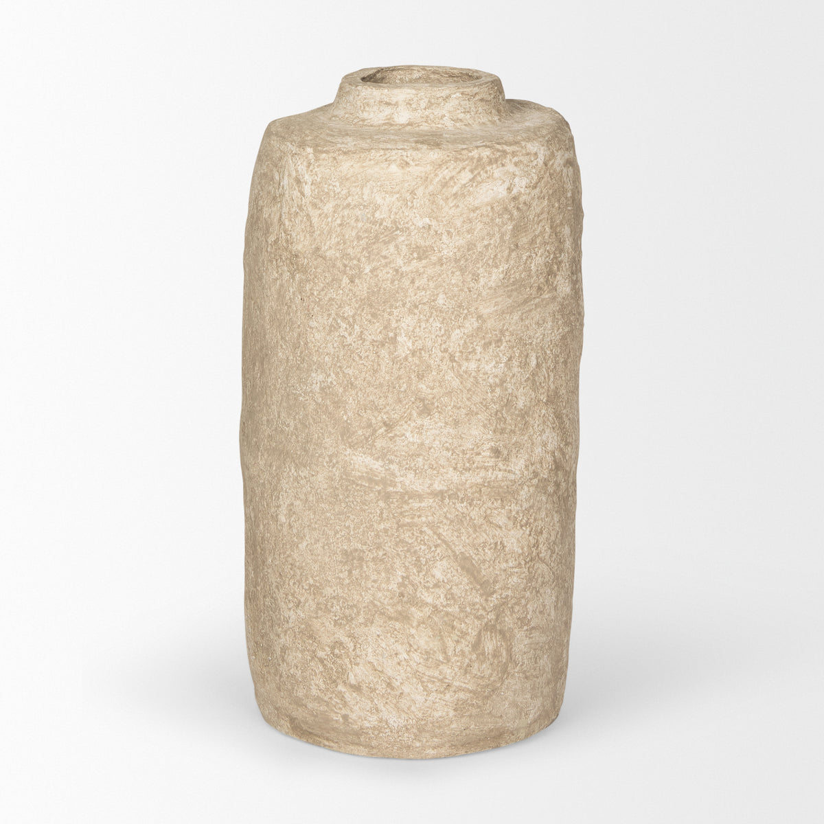 Rama Small Beige Paper Mache Floor Vase-Vase-DECOROLALA