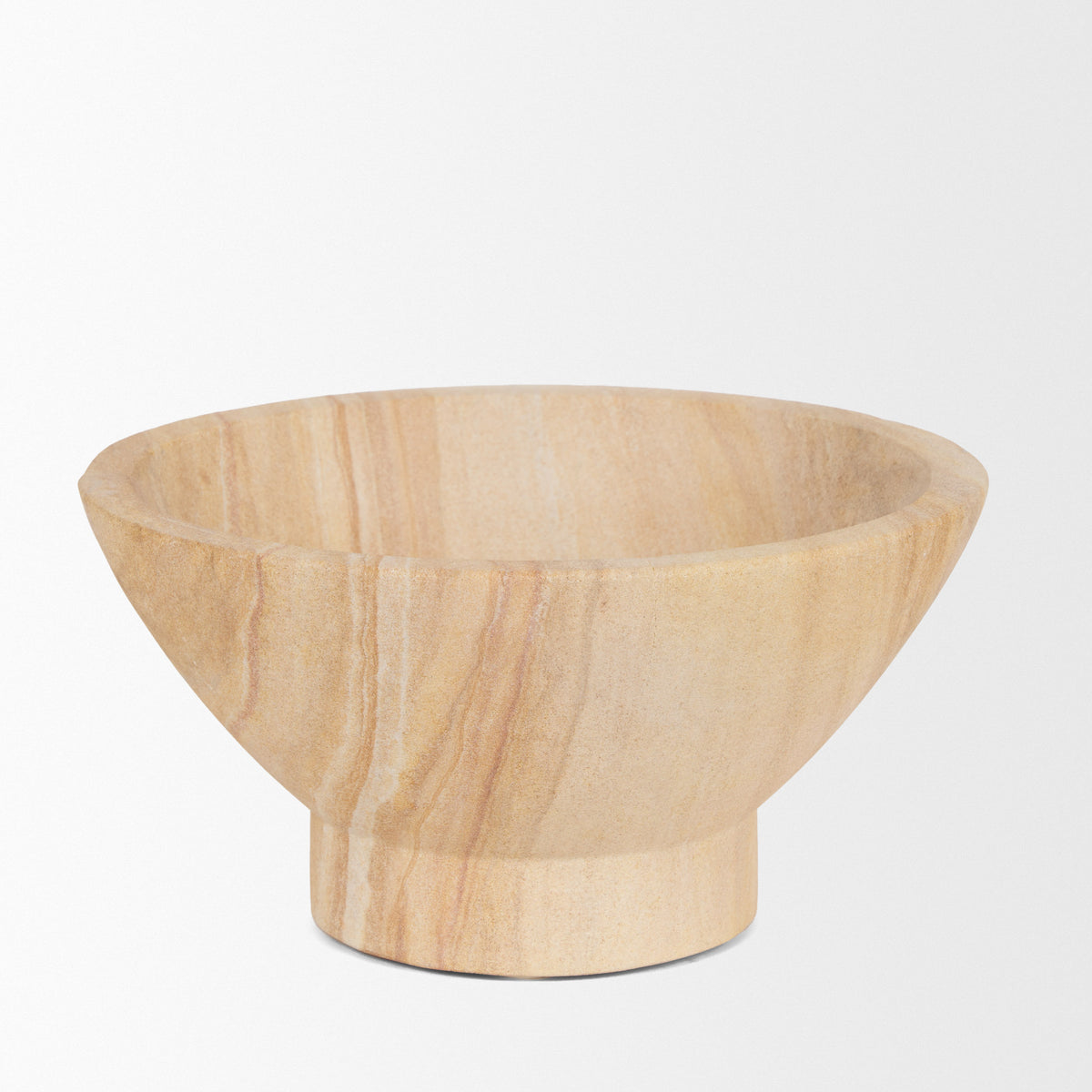 Ramira Beige Sandstone Decorative Pedestal Bowl-Bowls-DECOROLALA