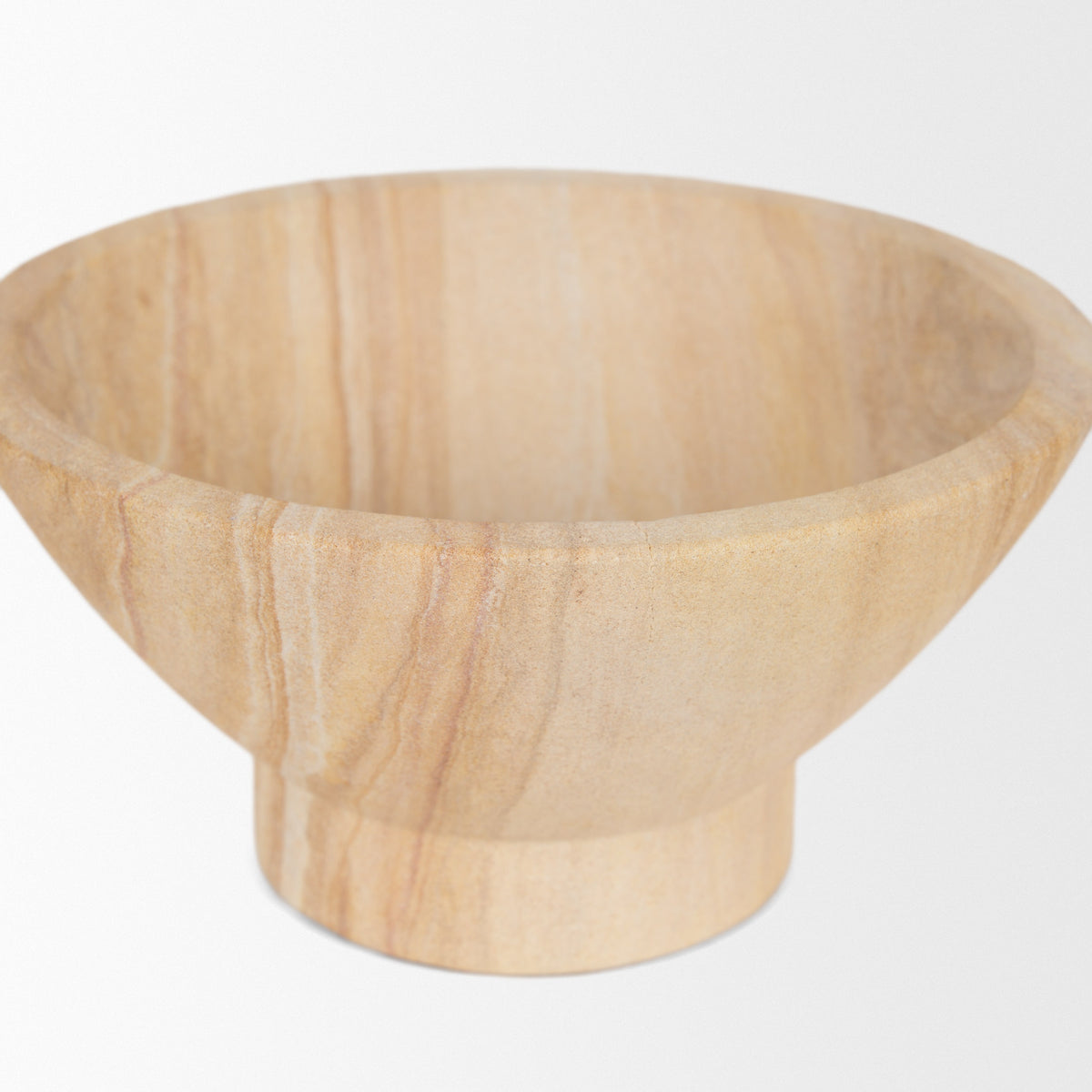 Ramira Beige Sandstone Decorative Pedestal Bowl-Bowls-DECOROLALA