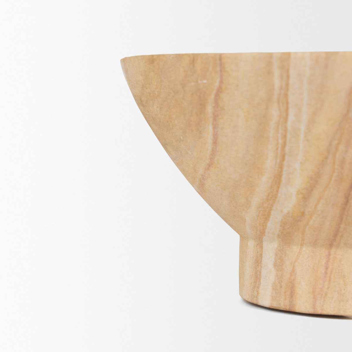 Ramira Beige Sandstone Decorative Pedestal Bowl-Bowls-DECOROLALA