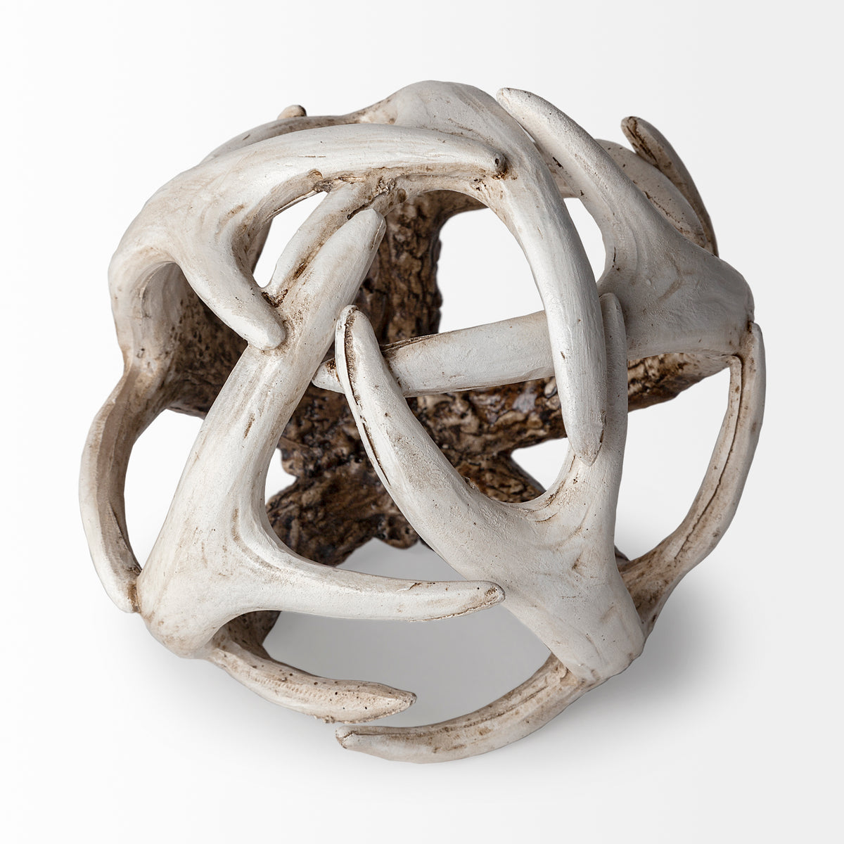 Ramus I Small 5" Brown Antler Shaped Decorative Resin Orb Ball-Decorative Objects-DECOROLALA