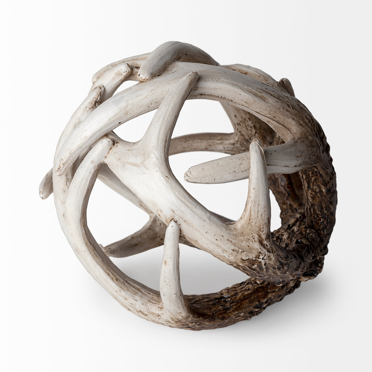 Ramus I Small 5" Brown Antler Shaped Decorative Resin Orb Ball-Objects-DECOROLALA