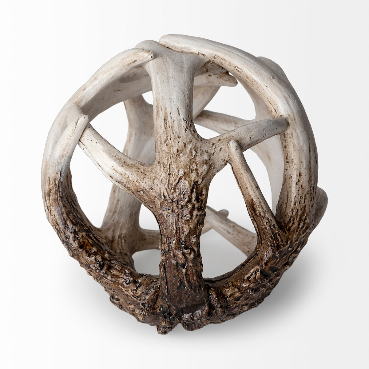 Ramus I Small 5" Brown Antler Shaped Decorative Resin Orb Ball-Objects-DECOROLALA