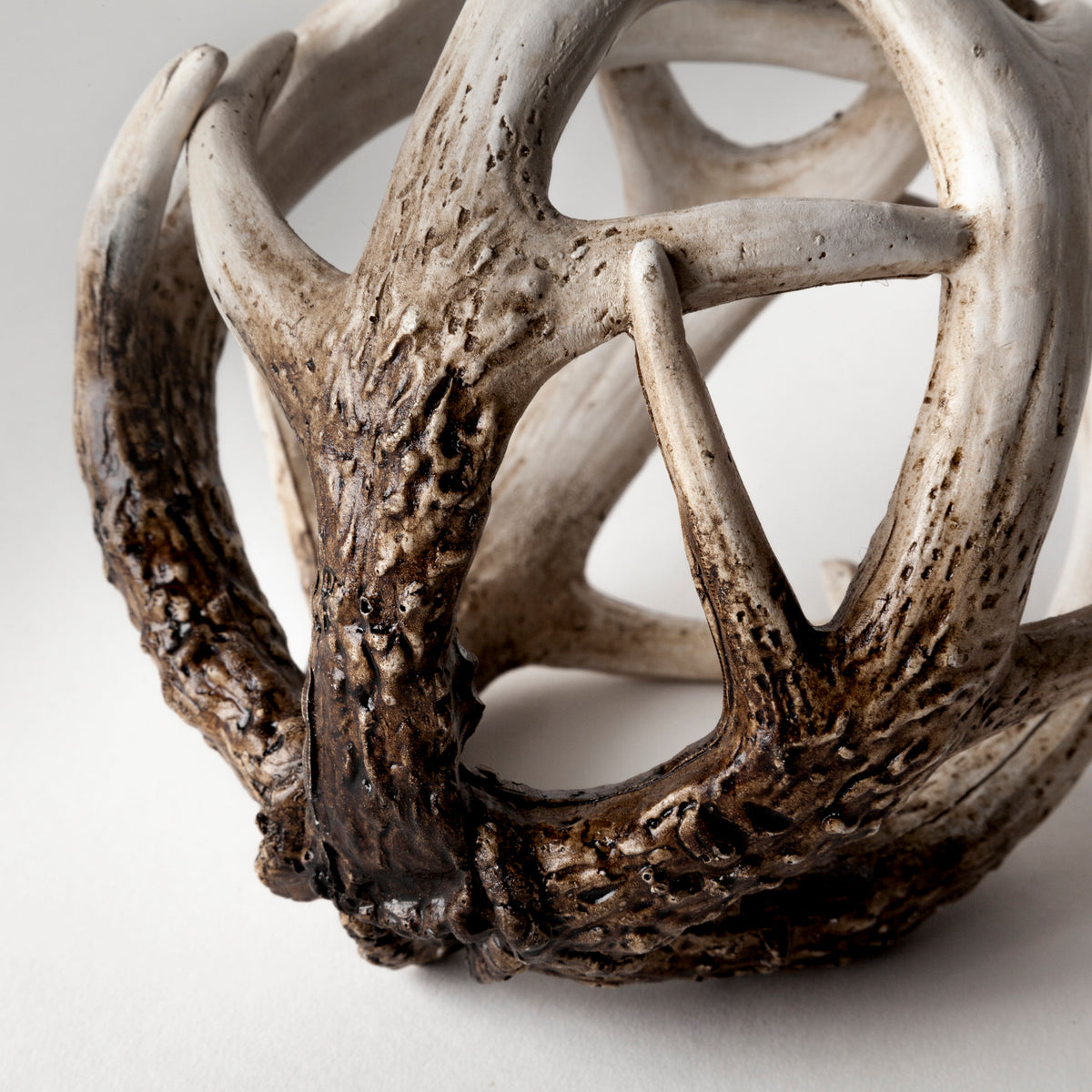 Ramus I Small 5" Brown Antler Shaped Decorative Resin Orb Ball-Objects-DECOROLALA
