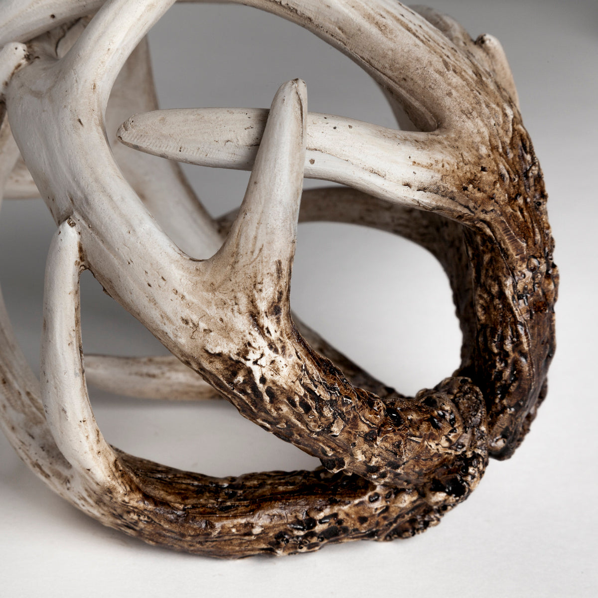 Ramus I Small 5" Brown Antler Shaped Decorative Resin Orb Ball-Objects-DECOROLALA