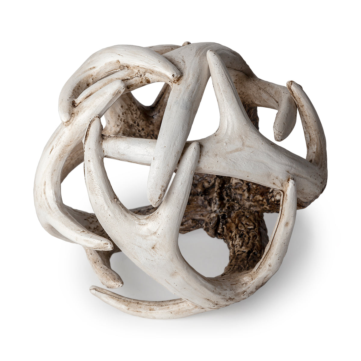 Ramus I Small 5" Brown Antler Shaped Decorative Resin Orb Ball-Objects-DECOROLALA