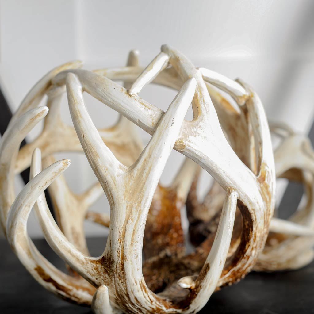 Ramus II Large Brown Antler Shaped Decorative Orb Ball - 7"-Objects-DECOROLALA