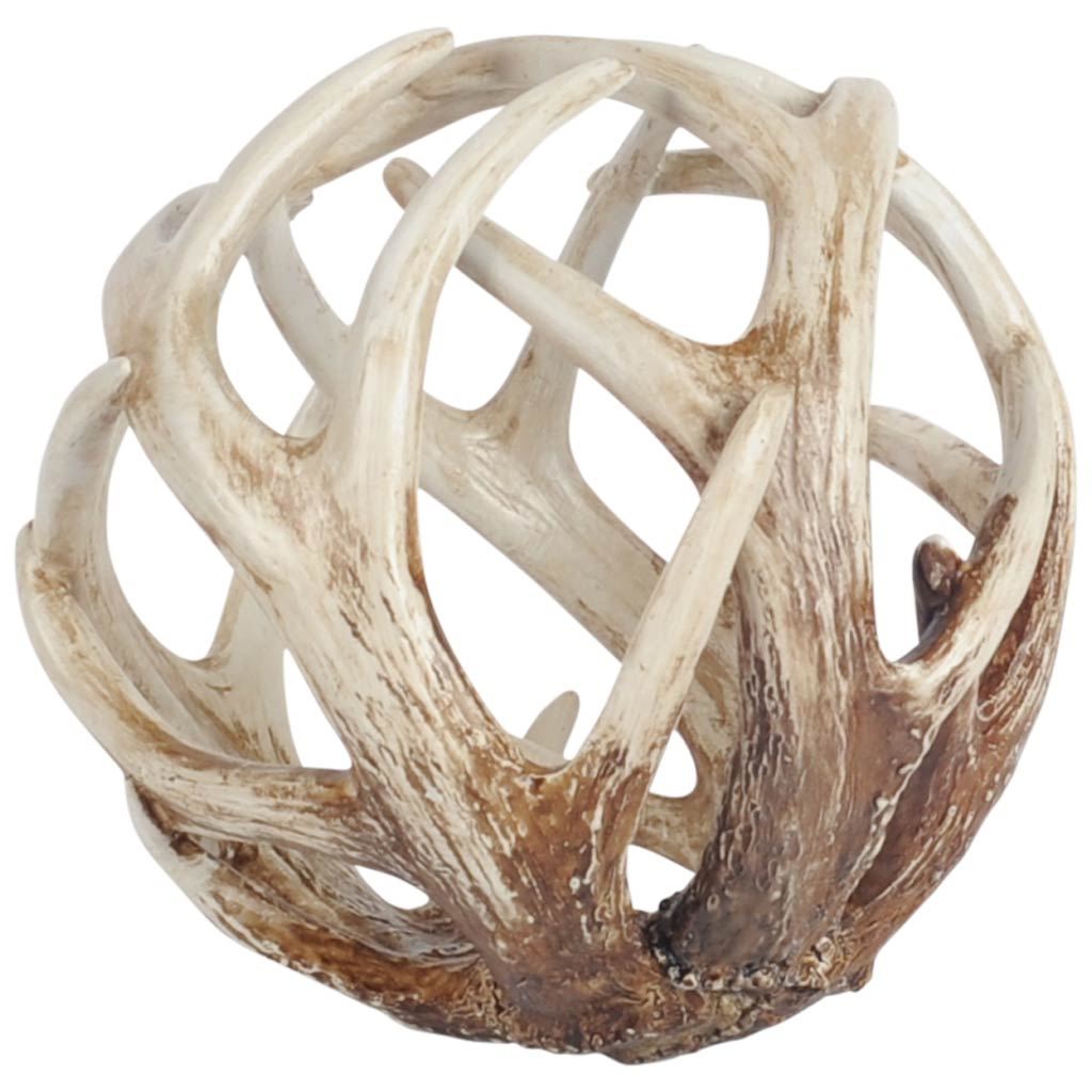 Ramus II Large Brown Antler Shaped Decorative Orb Ball - 7"-Objects-DECOROLALA