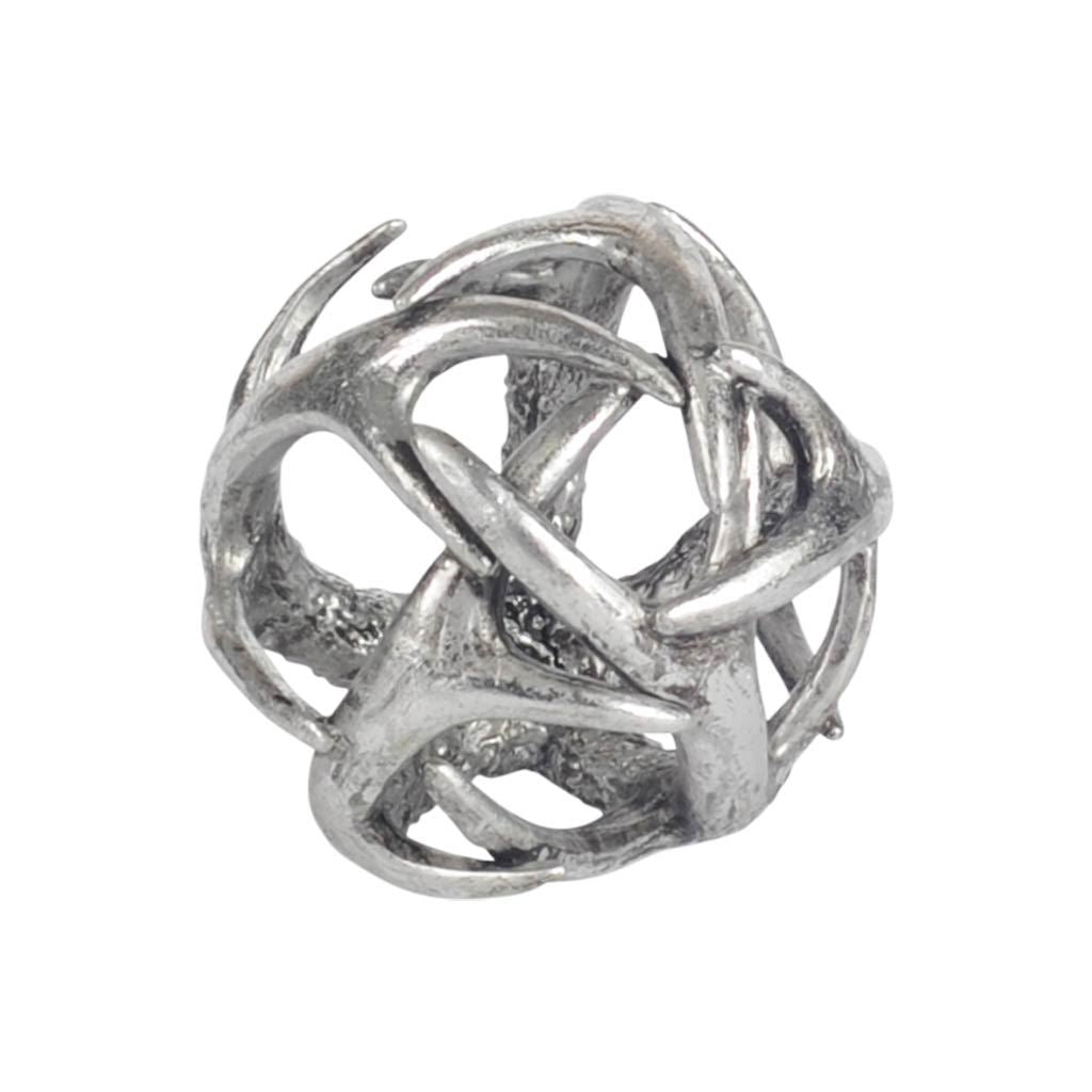 Ramus III Small Silver Antler Shaped Decorative Orb Ball-Objects-DECOROLALA