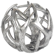 Ramus IV (Large) 7L x 7W Silver Antler Shaped Decorative Orb Ball-Objects-DECOROLALA