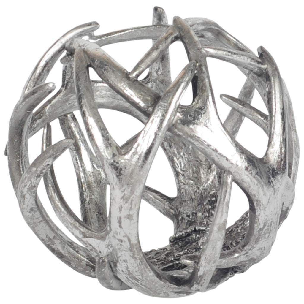 Ramus IV (Large) 7L x 7W Silver Antler Shaped Decorative Orb Ball-Objects-DECOROLALA