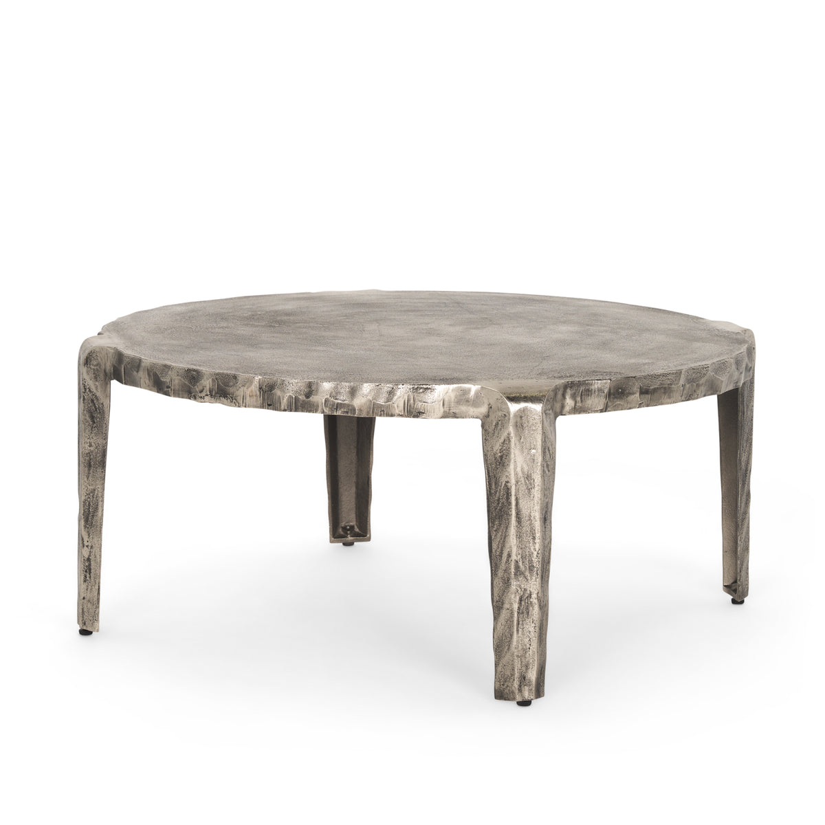Randy Silver Nickel Cast Aluminum Metal Coffee Table-Coffee Tables-DECOROLALA