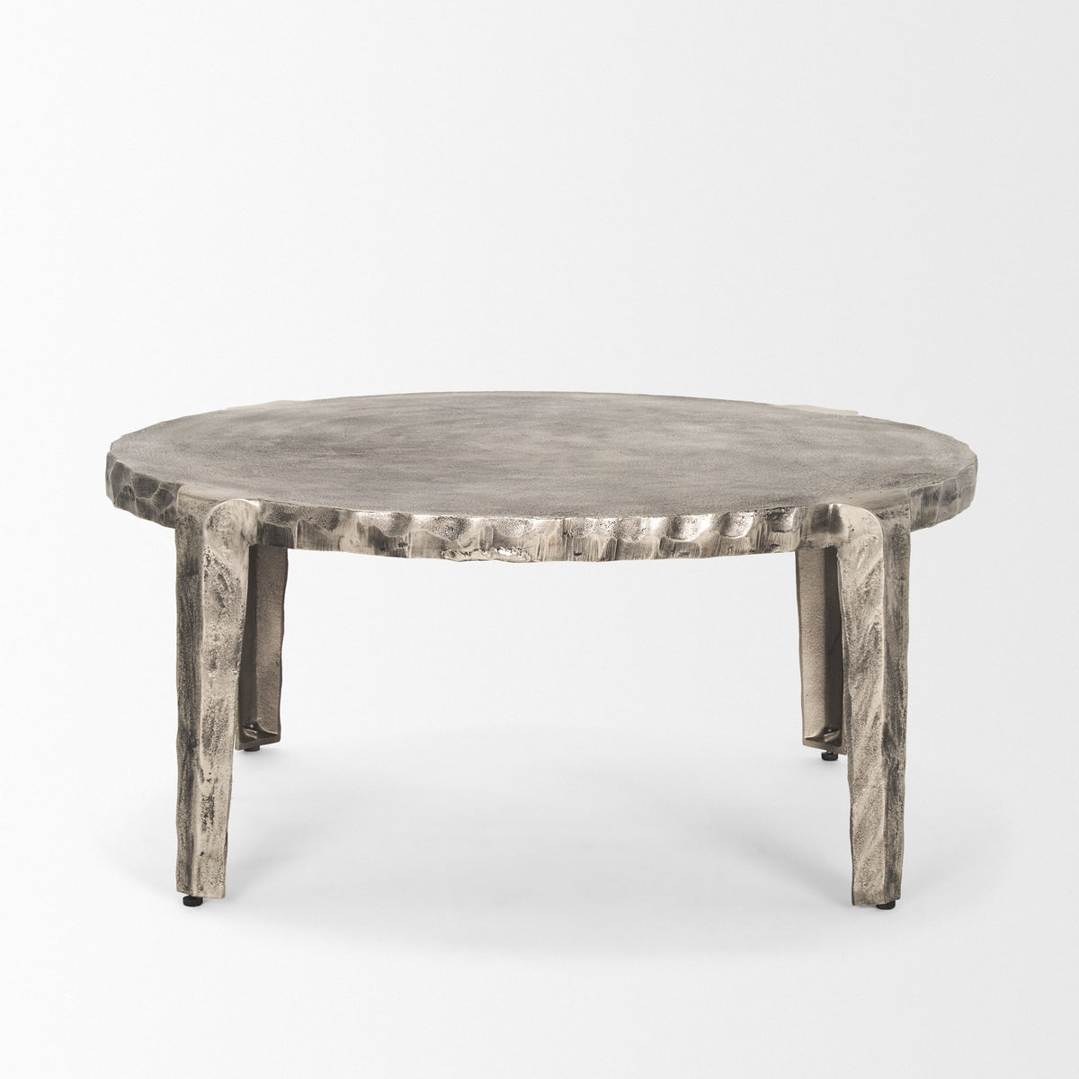 Randy Silver Nickel Cast Aluminum Metal Coffee Table-Coffee Tables-DECOROLALA