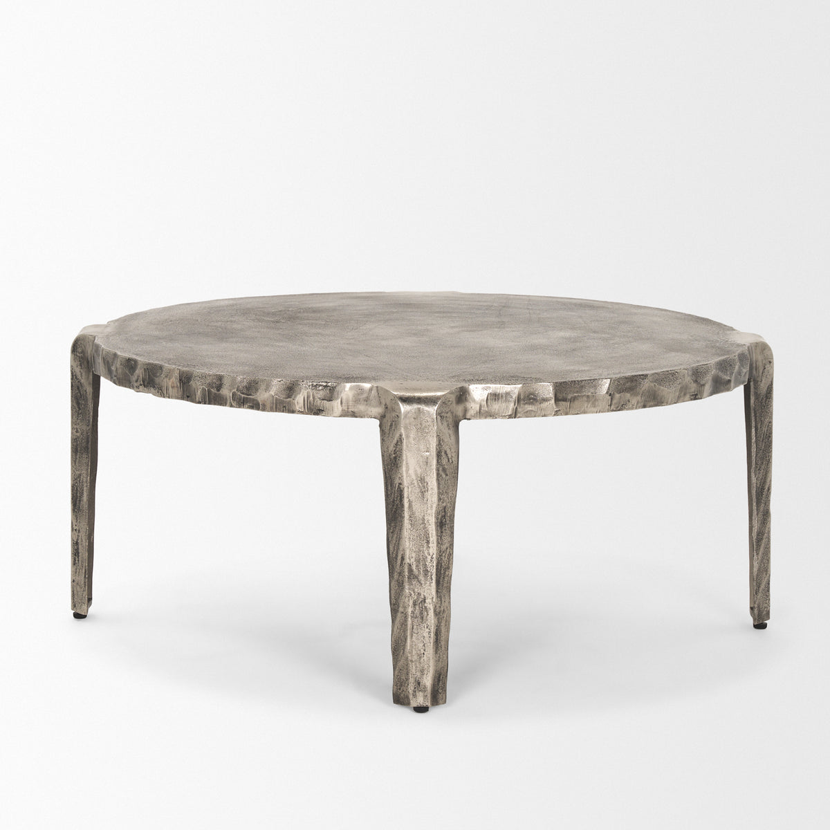 Randy Silver Nickel Cast Aluminum Metal Coffee Table-Coffee Tables-DECOROLALA