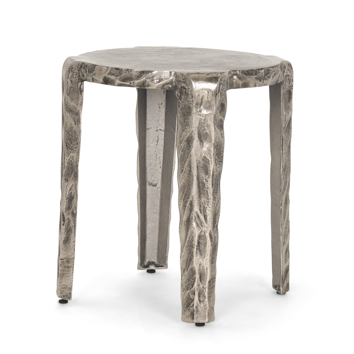 Randy Textured Silver Nickel Cast Aluminum Metal Accent Table-Accent Tables-DECOROLALA