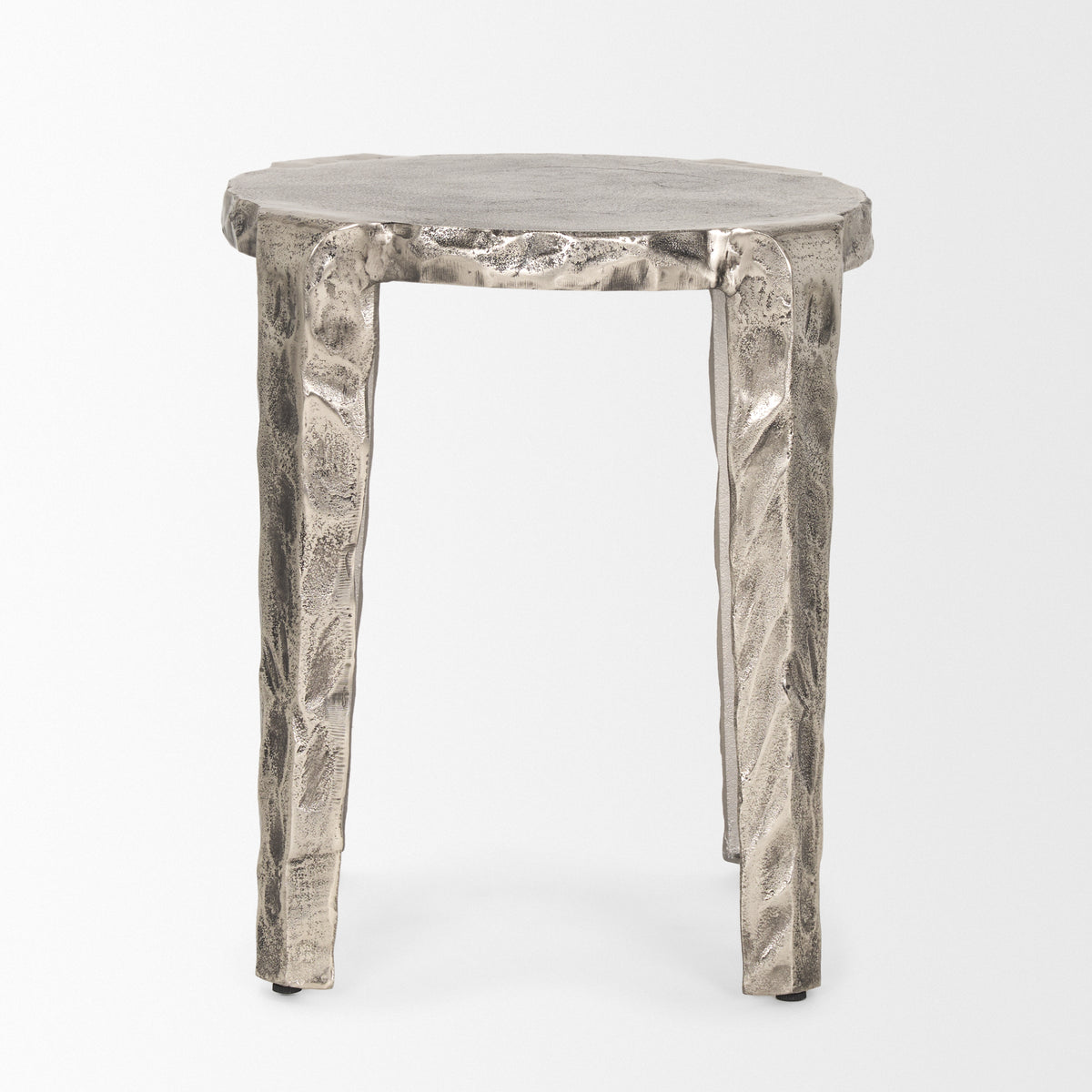 Randy Textured Silver Nickel Cast Aluminum Metal Accent Table-Accent Tables-DECOROLALA